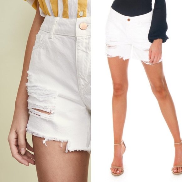 NWT DL1961 Karlie White Distressed Shorts - Picture 8 of 8